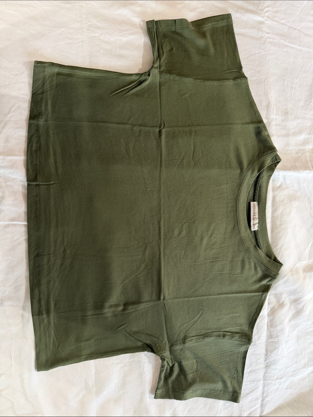 Zara Olive Ribbed Short Sleeve Tee
